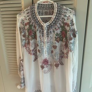 Johnny Was Embroidered Over Head Shirt!